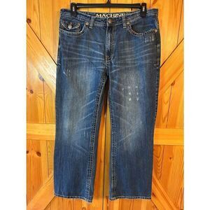 MACHINE Mens Relaxed Fit Distressed Dark Washed Jeans Size 36x32 Read (8939)